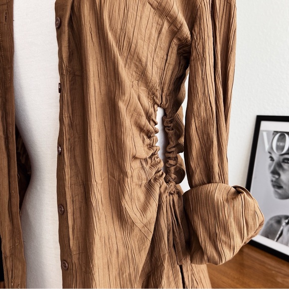 TAN BUTTON DOWN LIGHTWEIGHT TUNIC #0319 - Picture 3 of 10